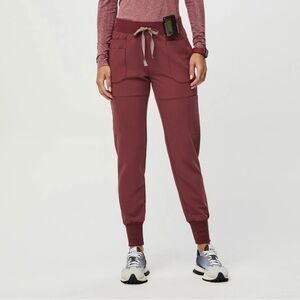 FIGS Dark cherry nepal skinny scrub jogger M